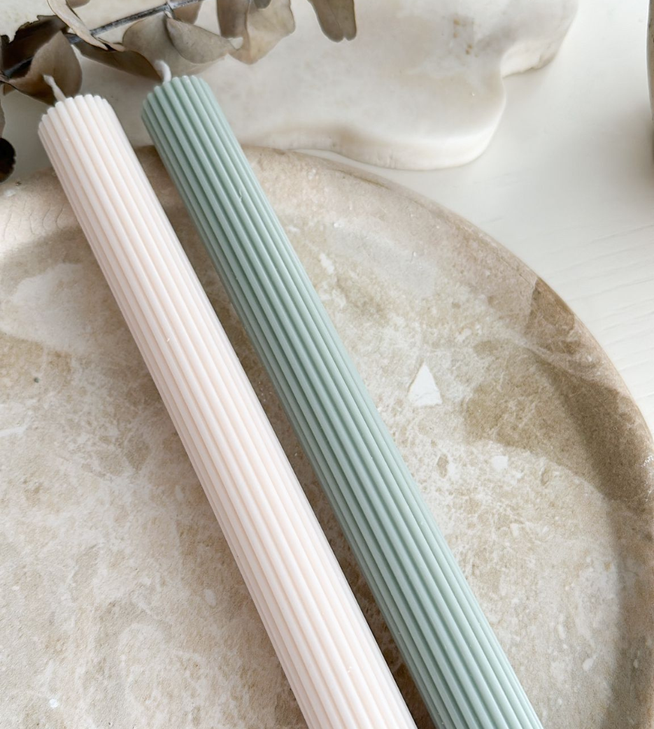 Ribbed Pink 28cm Candle