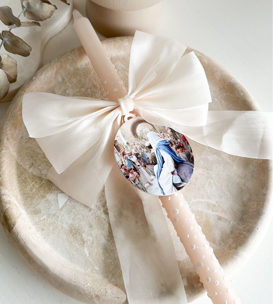 Pink Speckled 40cm Candle