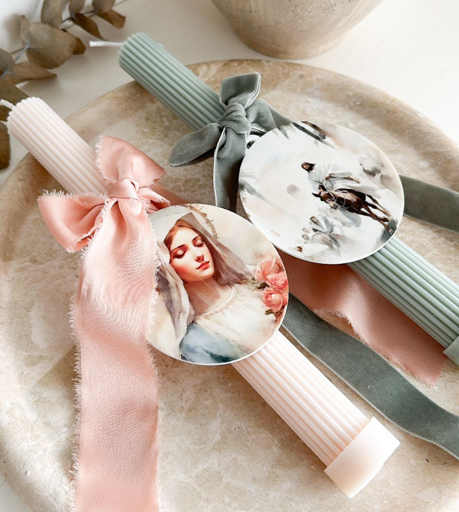 Ribbed Sage 28cm Candle