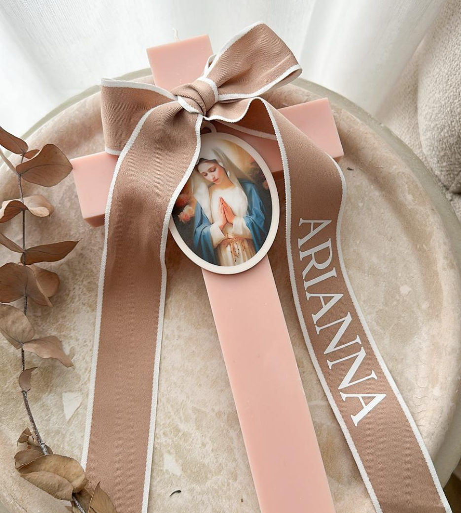 Pink Cross Candle
