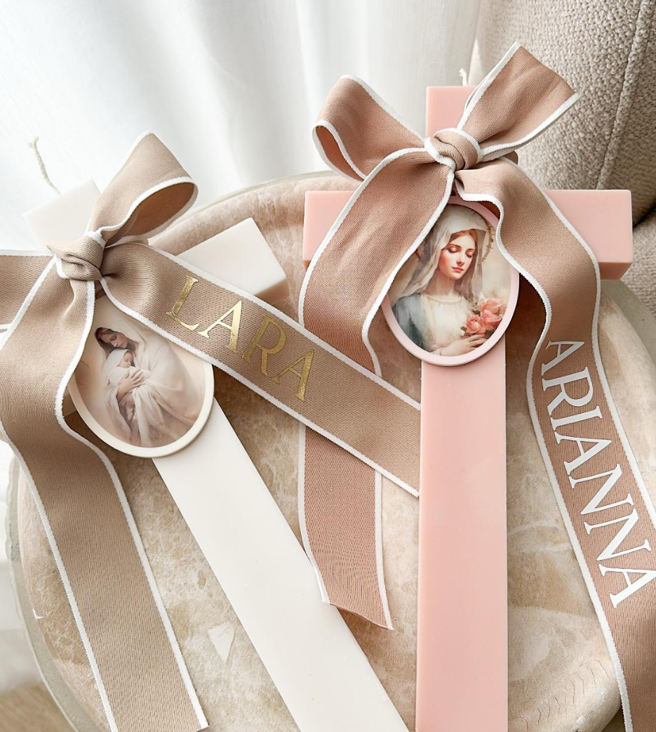 Pink Cross Candle