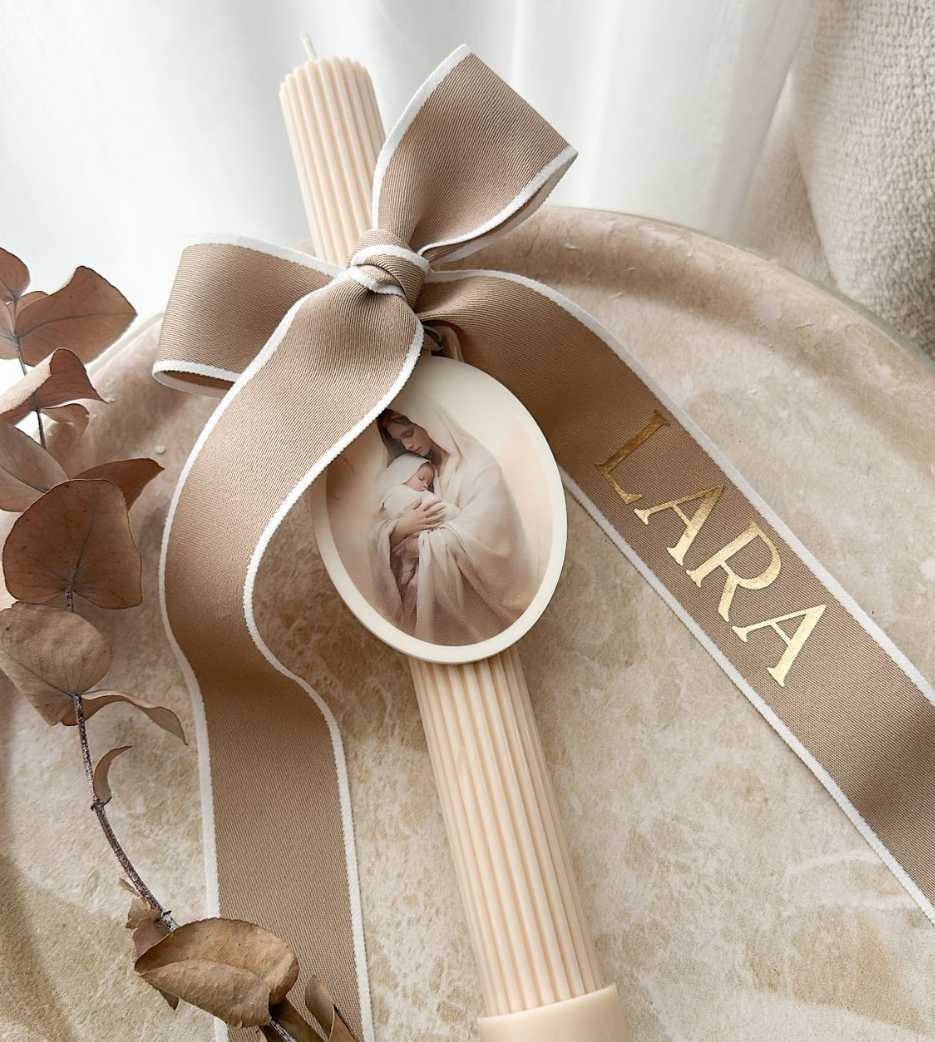 Nude Ribbed Candle