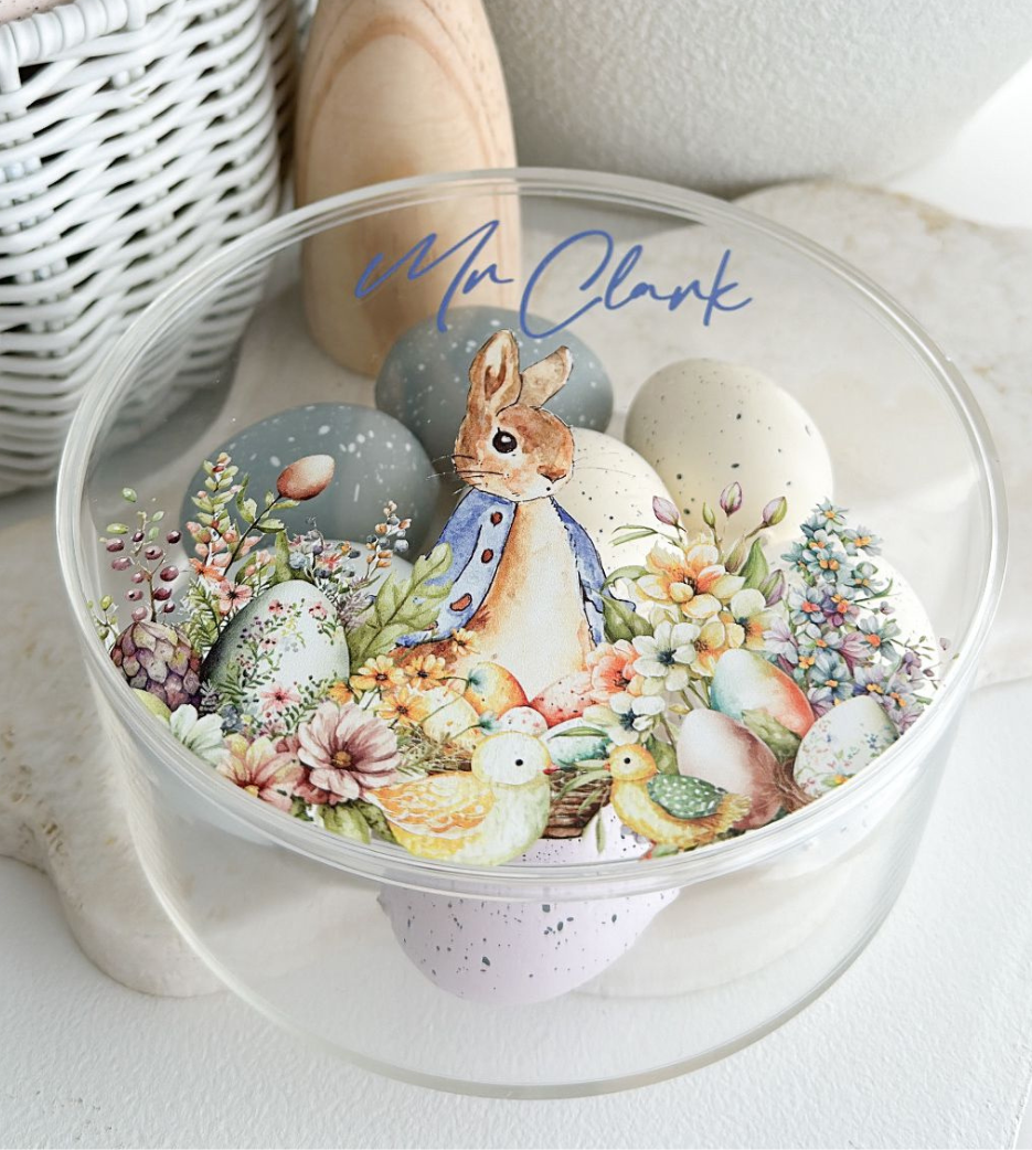 Round Acrylic Printed Easter Box