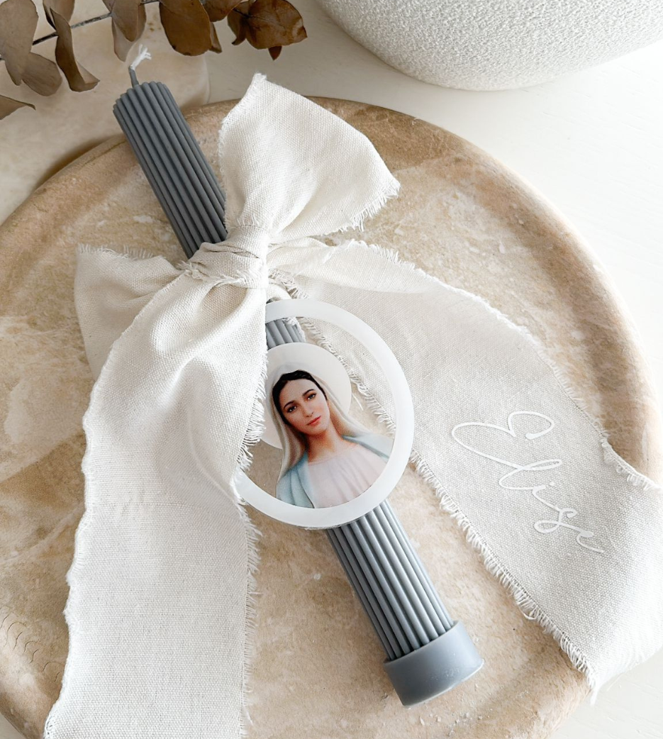 Ribbed Blue 28cm Candle