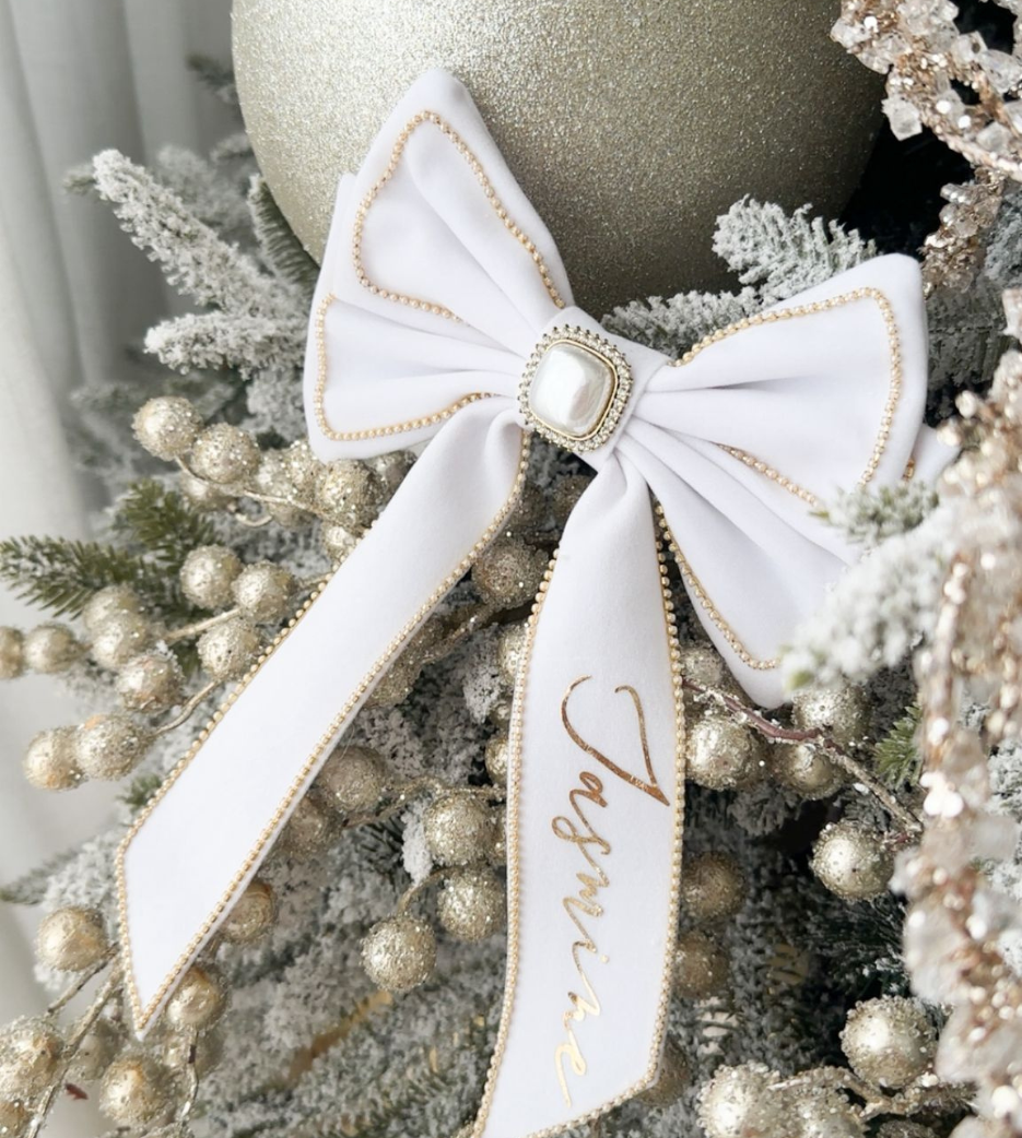 White Velvet Bow Decorations
