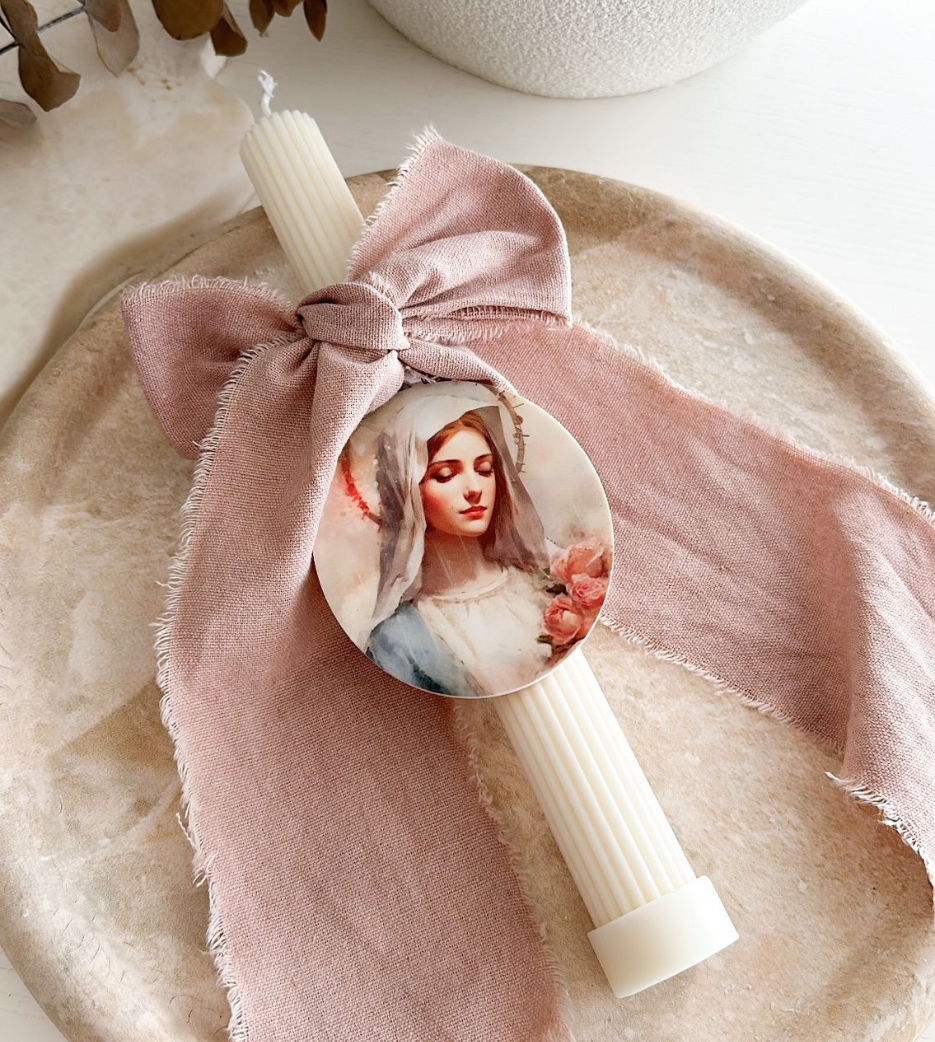 Ribbed Ivory 28cm Candle