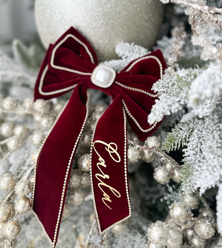 Burgundy Velvet Bow Decorations
