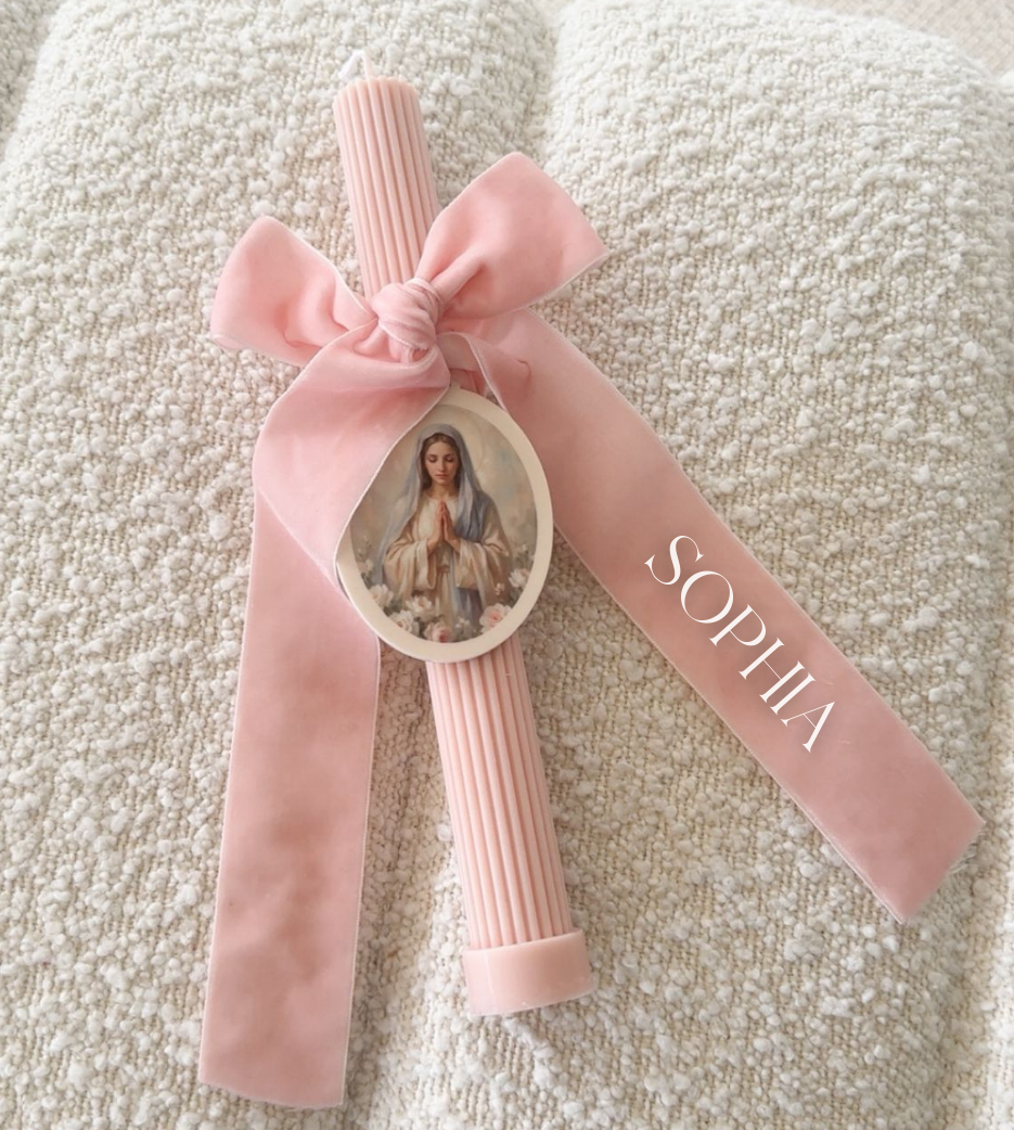 Ribbed Candles with Velvet Bow
