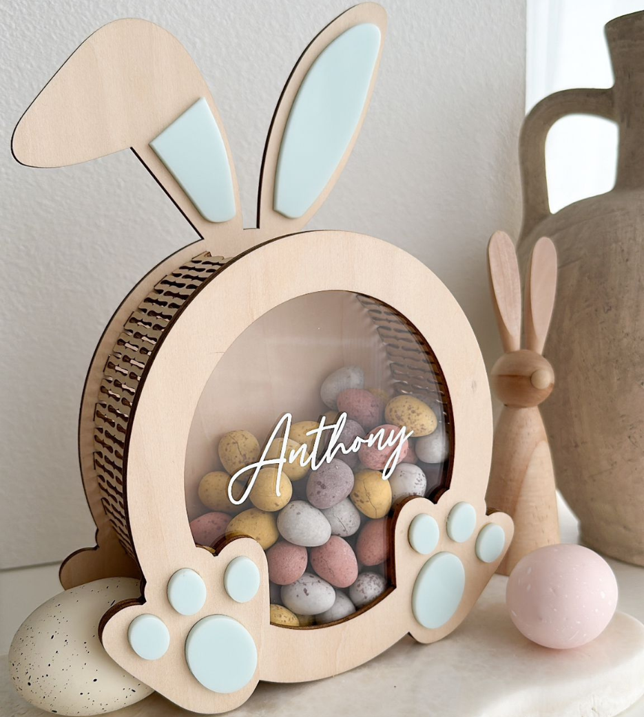 Blue Personalised Easter Bunny Box