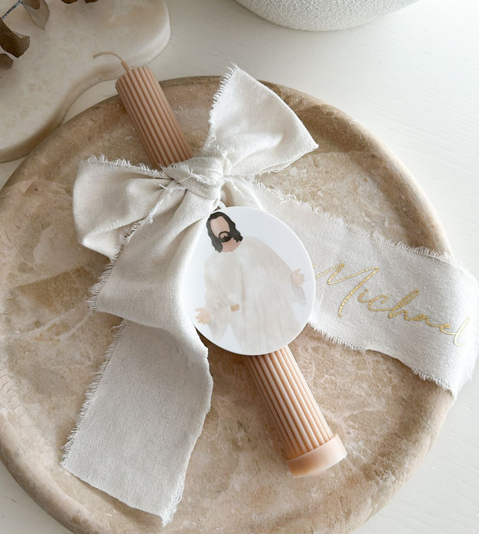 Ribbed Nude 28cm Candle