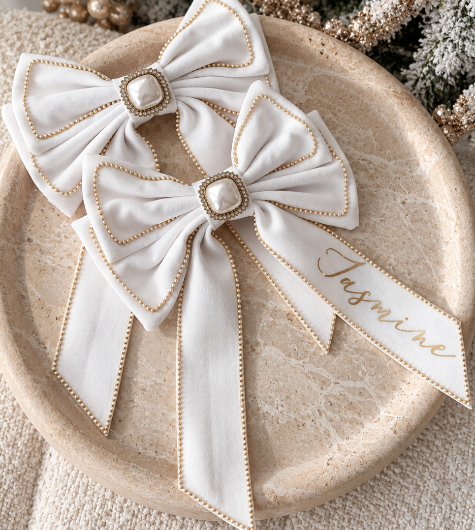 White Velvet Bow Decorations