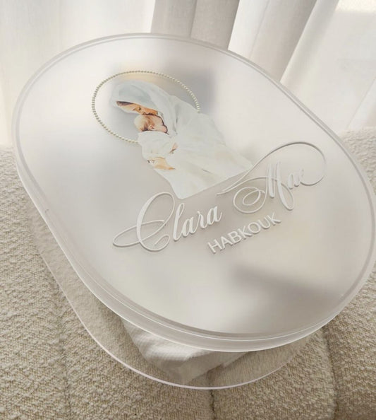 Oval Frosted Lid Christening Package