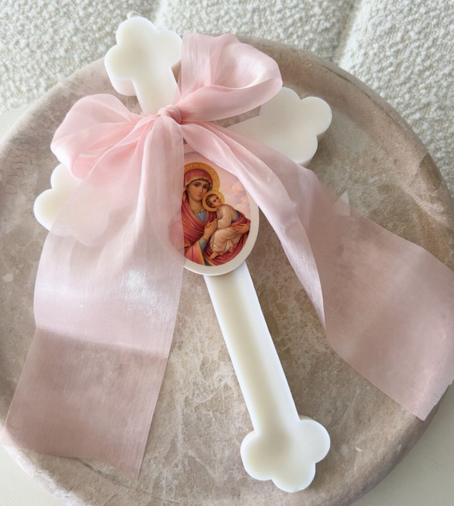 Orthodox Candle with Chiffon Bow