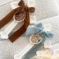 Ivory Orthodox Cross Candles with Velvet Bow
