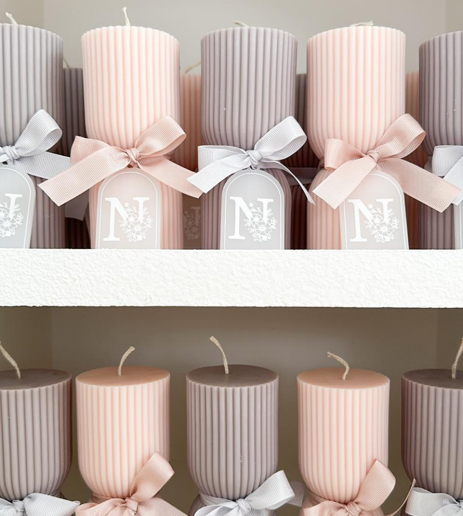 Mini Hourglass Candles with Printed Arch Tag