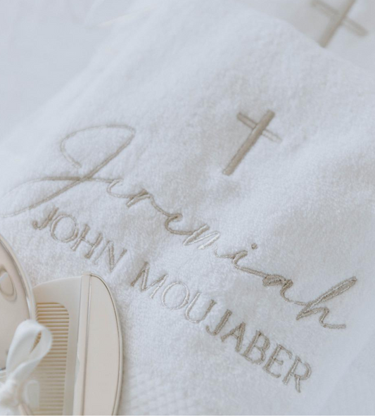 Embroidered Christening Bath/ Hand Towels