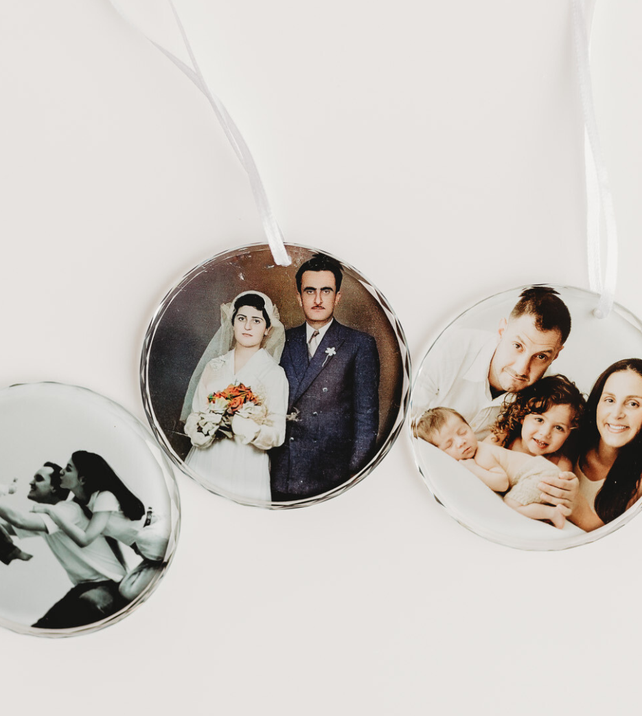 Keepsake Photo Glass Tree Ornaments