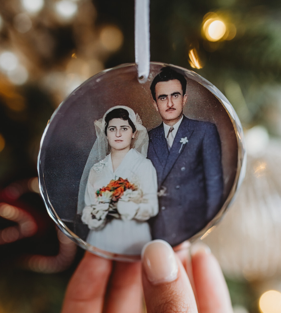 Keepsake Photo Glass Tree Ornaments