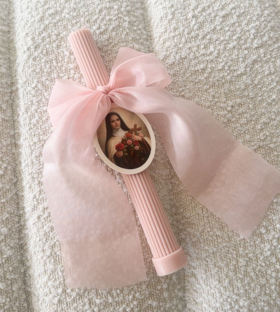 Ribbed Candles with Chiffon Bow