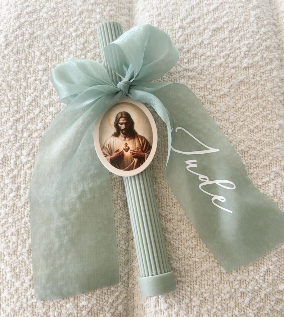 Ribbed Candles with Chiffon Bow