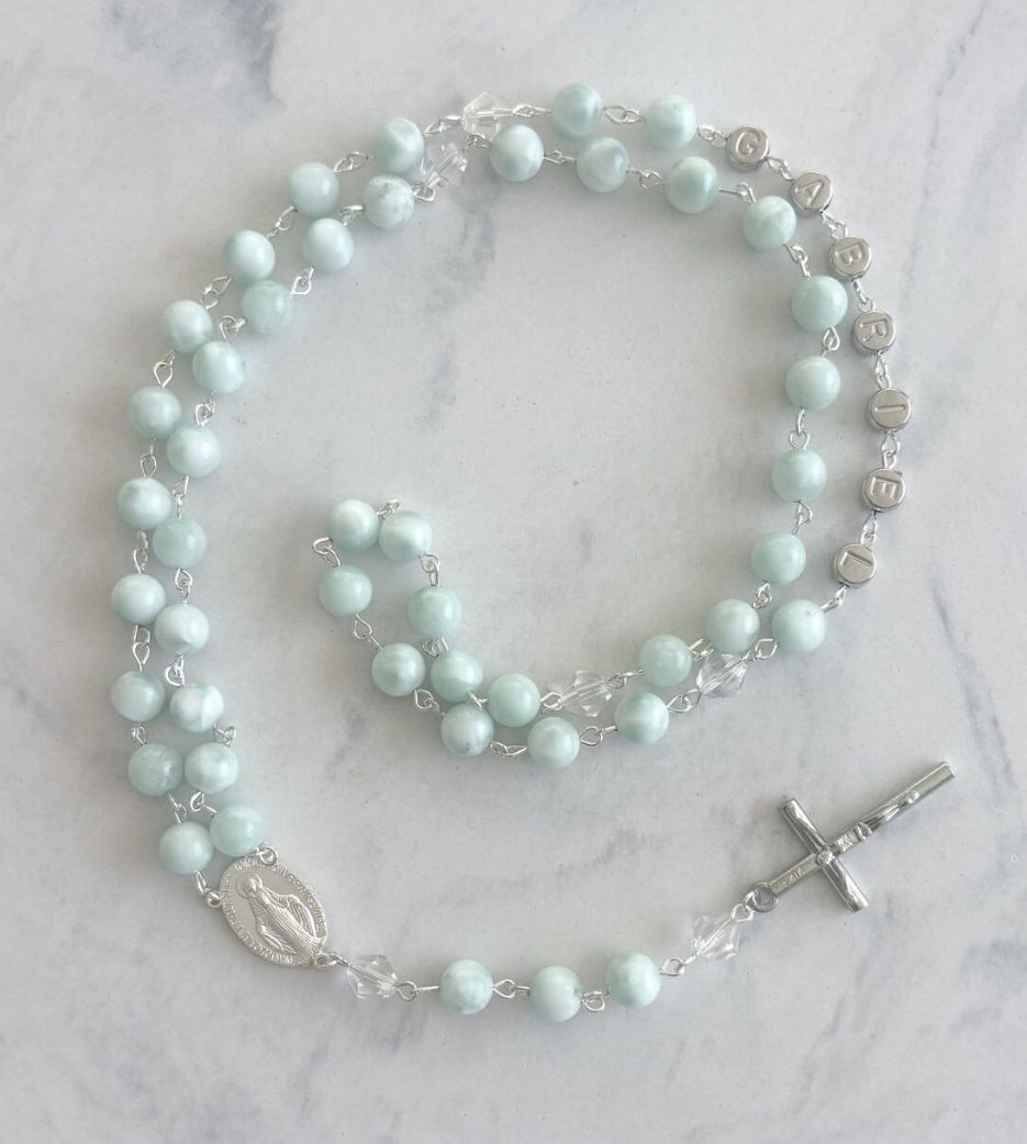Sage Marble Stone Personalised Rosary