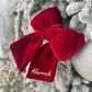 Embroidered  Red Plush Velvet Bow