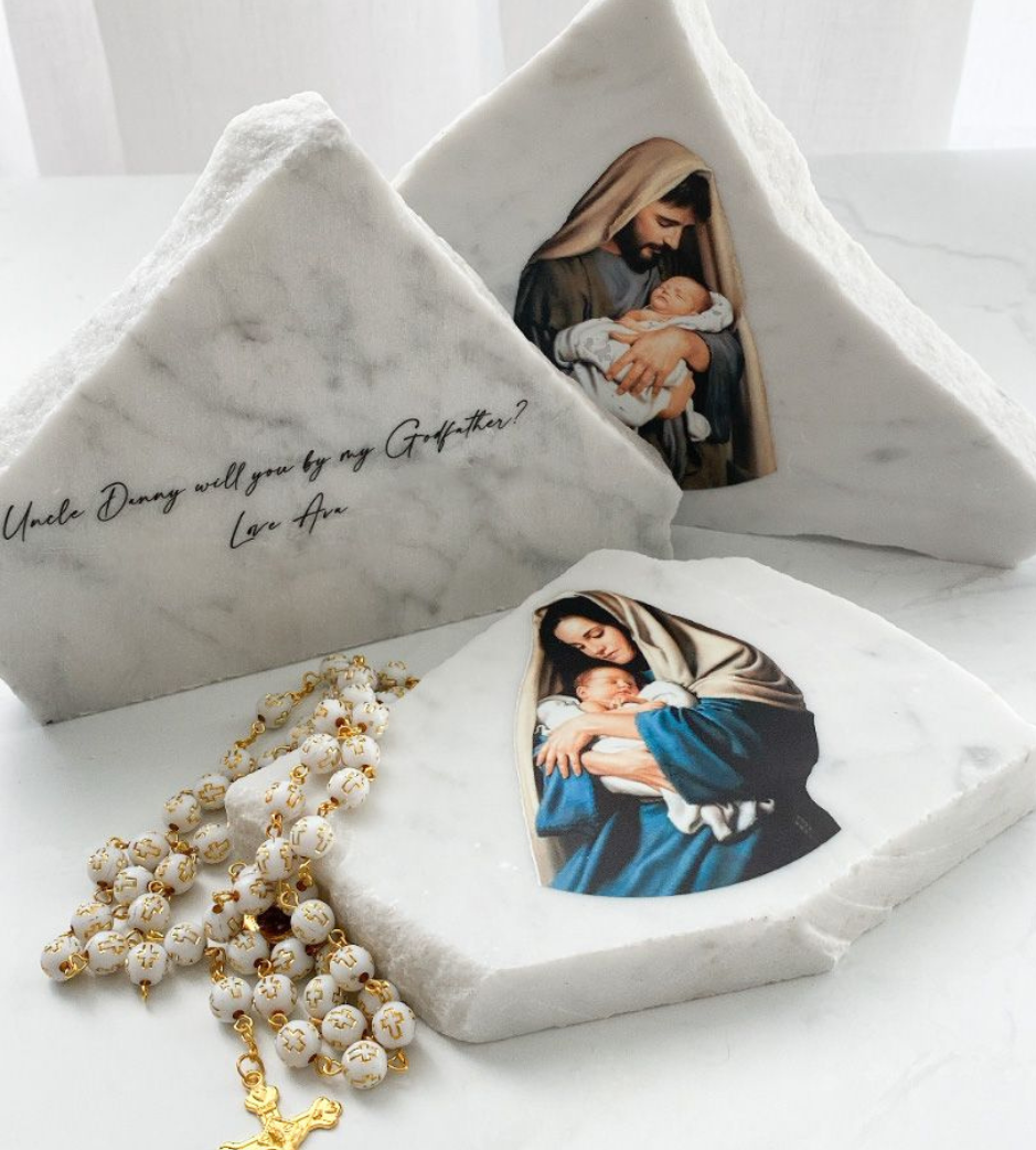 Marble Stone Godparent Proposal Plaques