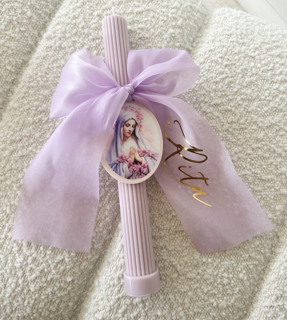 Ribbed Candles with Chiffon Bow