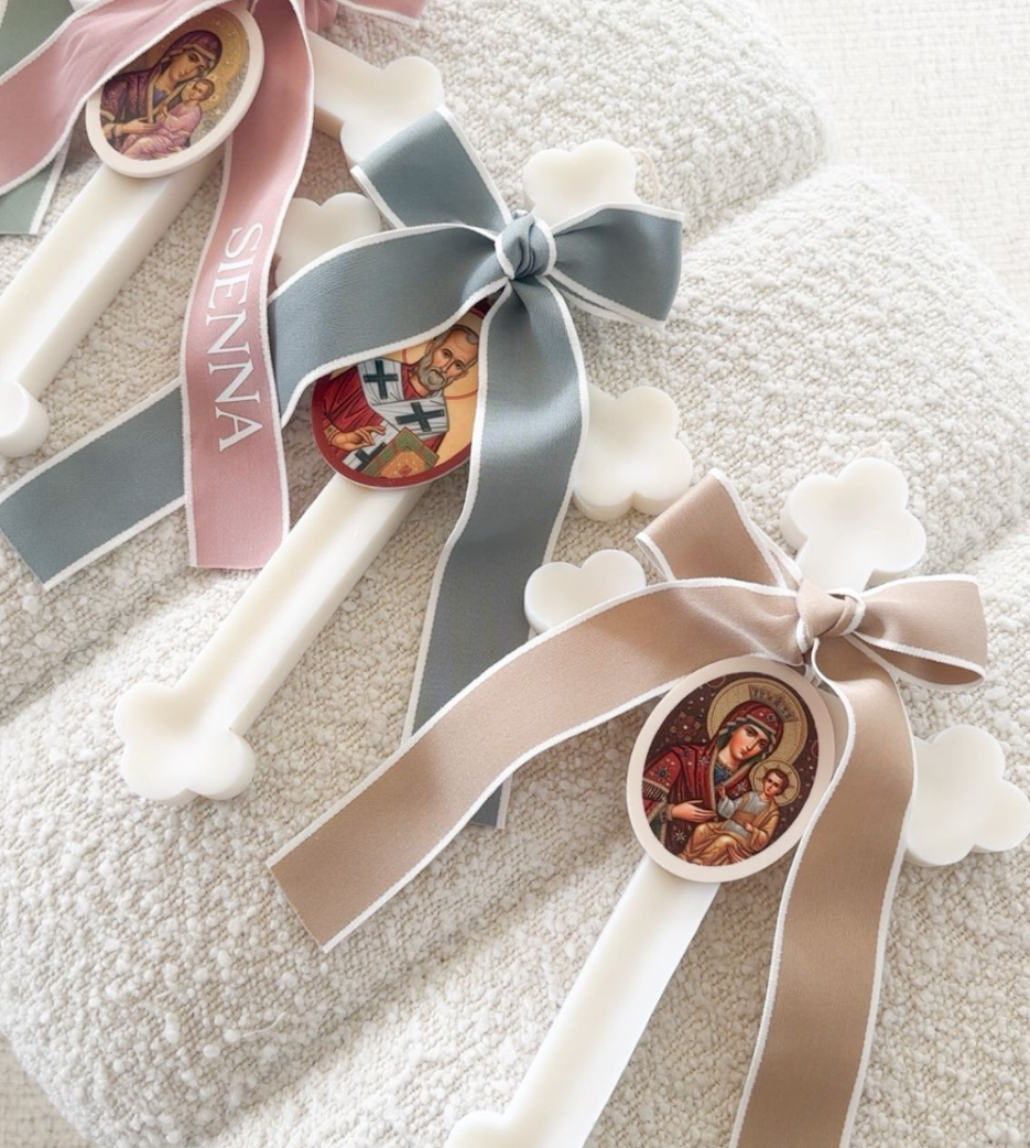 Ivory Orthodox Cross Candle