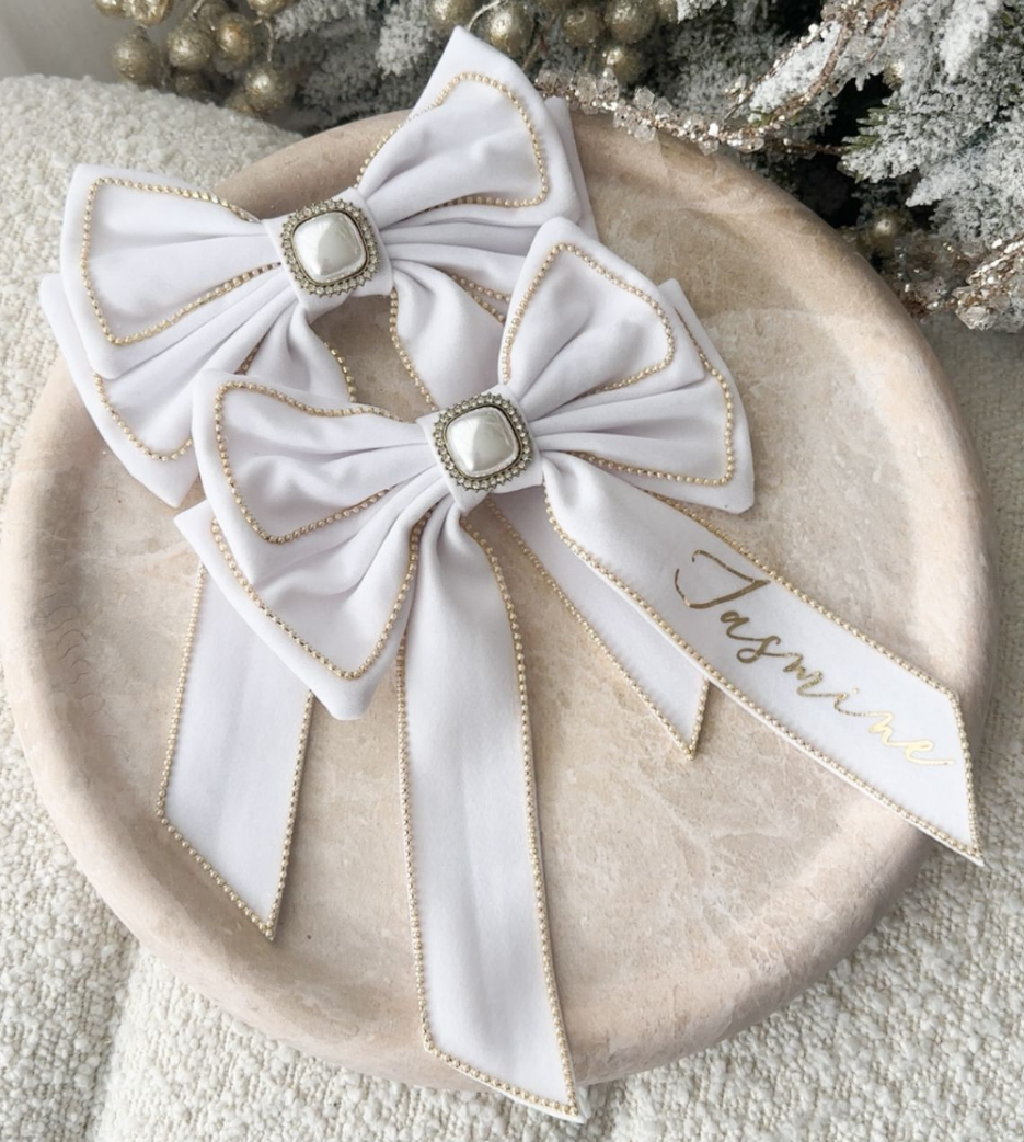 White Velvet Bow Decorations
