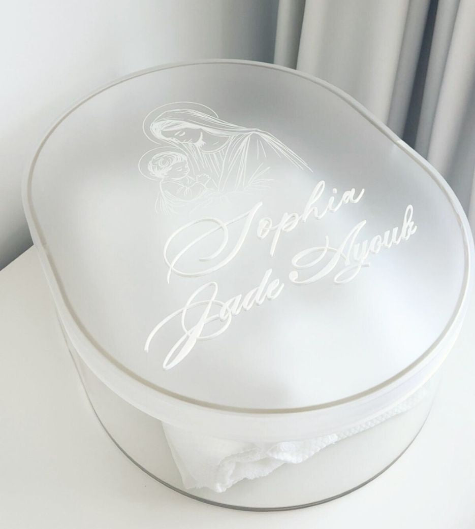 Oval Frosted Lid Christening Package