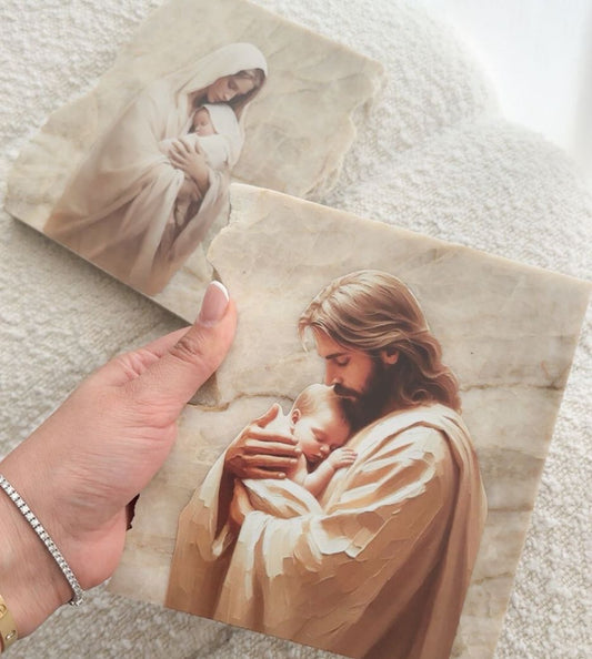 Neutral Marble Godparent Proposal Stones