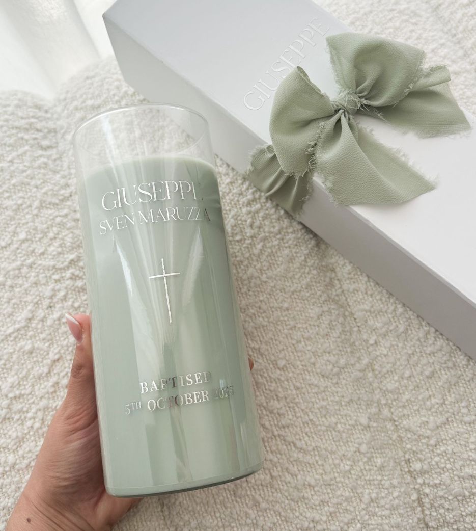 Coloured Glass Christening Candles