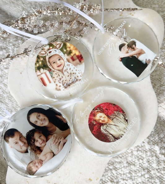 Keepsake Photo Glass Tree Ornaments