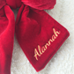 Embroidered  Red Plush Velvet Bow