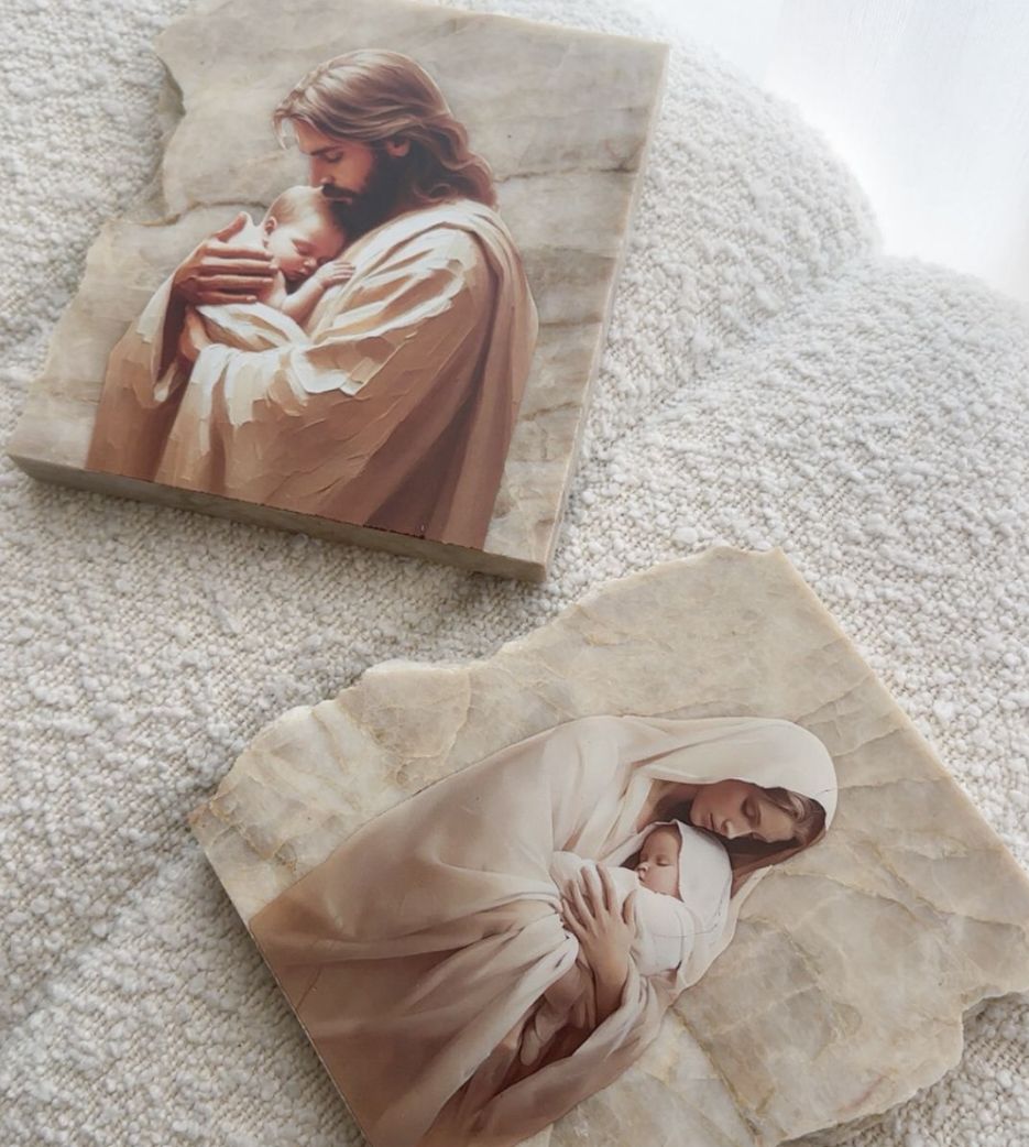 Neutral Marble Godparent Proposal Stones