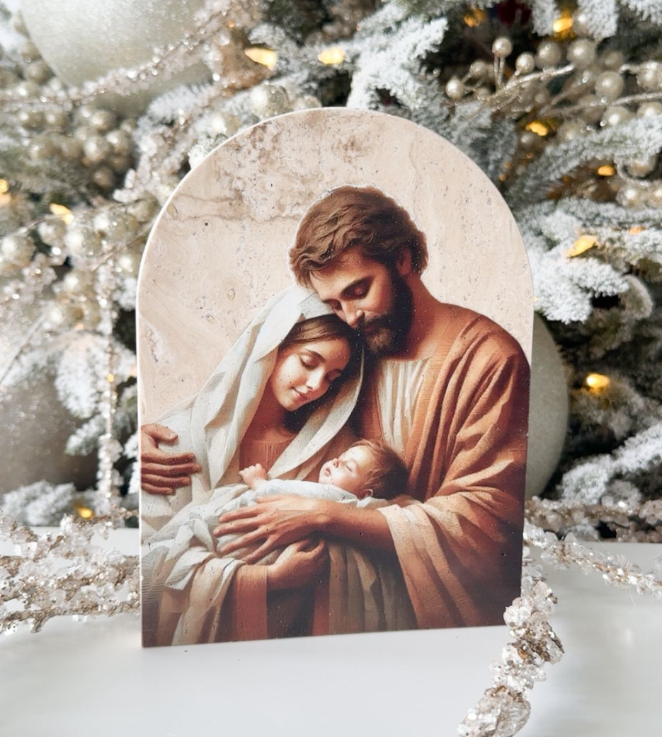 Holy Family Travertine Arch Block (2 sizes)