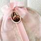 Pink Cross Candle with Chiffon Bow