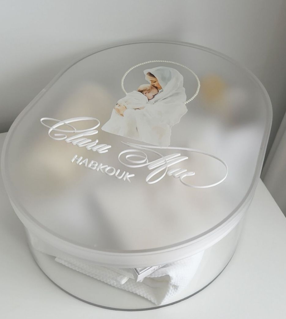 Oval Frosted Lid Christening Package