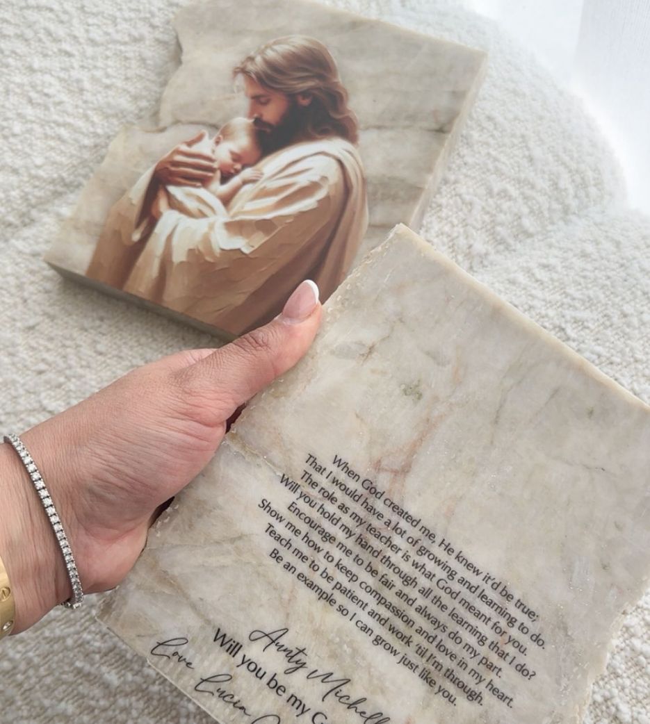 Neutral Marble Godparent Proposal Stones