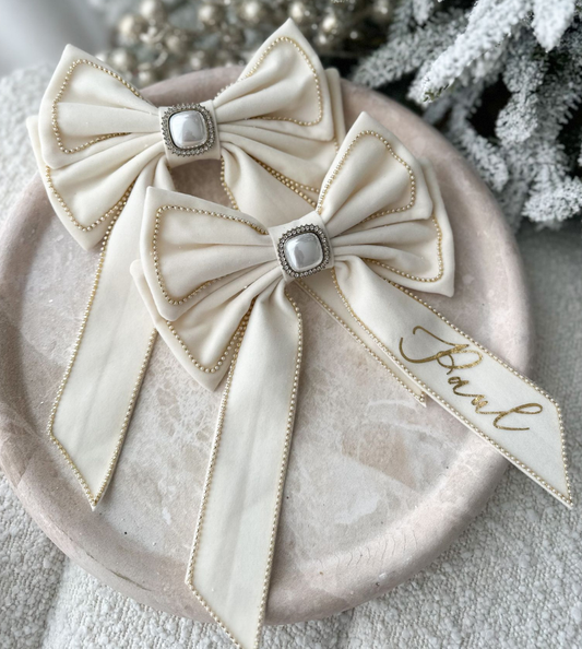 Ivory Velvet Bow Decorations