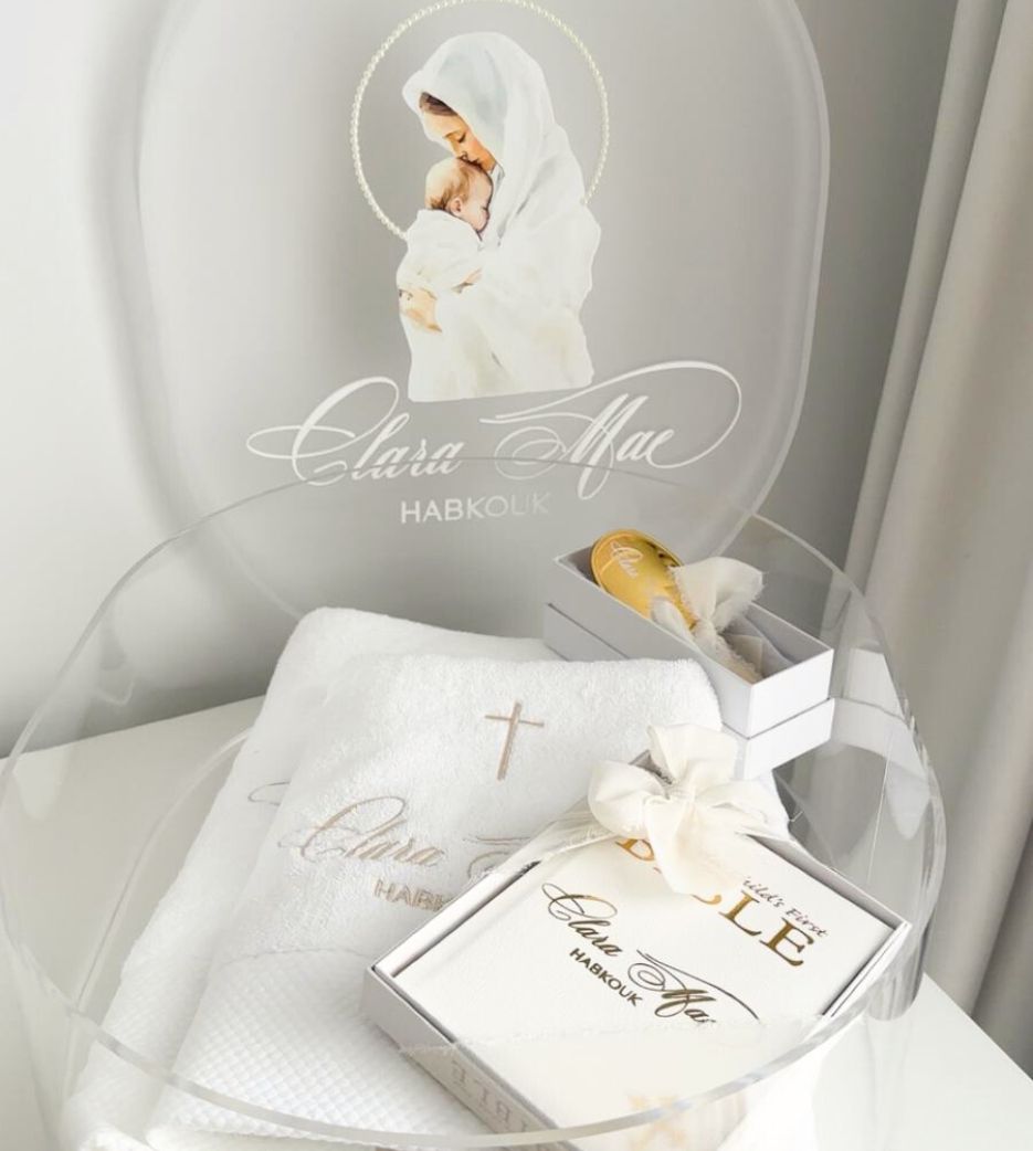 Oval Frosted Lid Christening Package