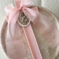 Pink Cross Candle with Chiffon Bow