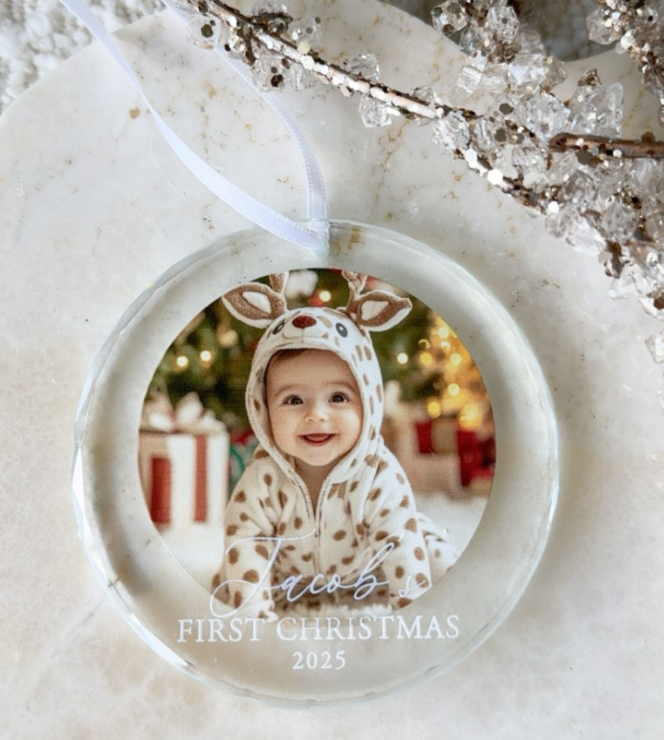 Keepsake Photo Glass Tree Ornaments