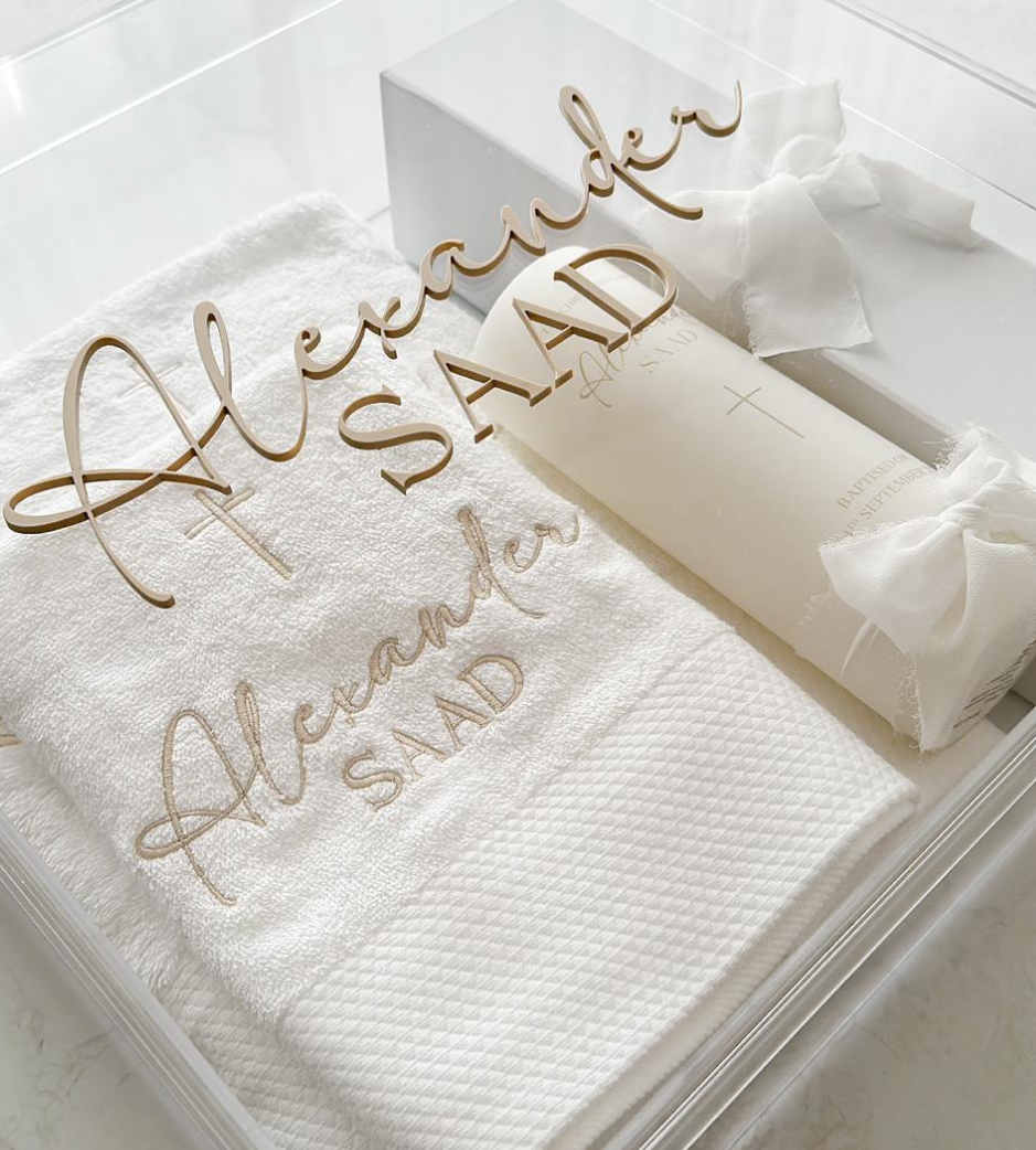 Embroidered Christening Bath/ Hand Towels