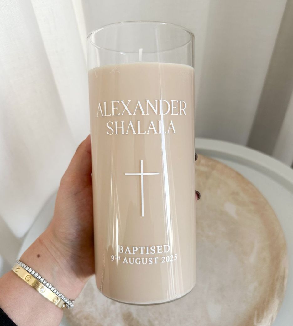 Coloured Glass Christening Candles