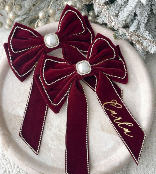 Burgundy Velvet Bow Decorations