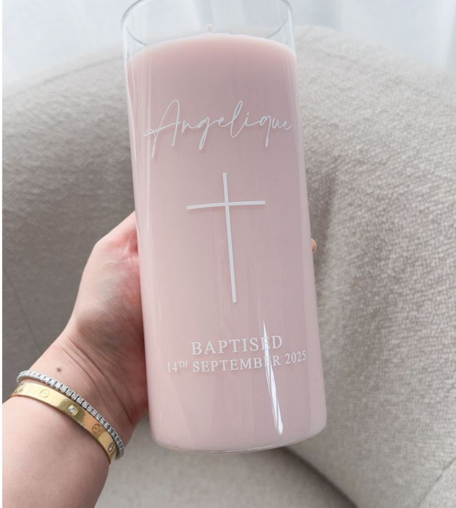 Coloured Glass Christening Candles