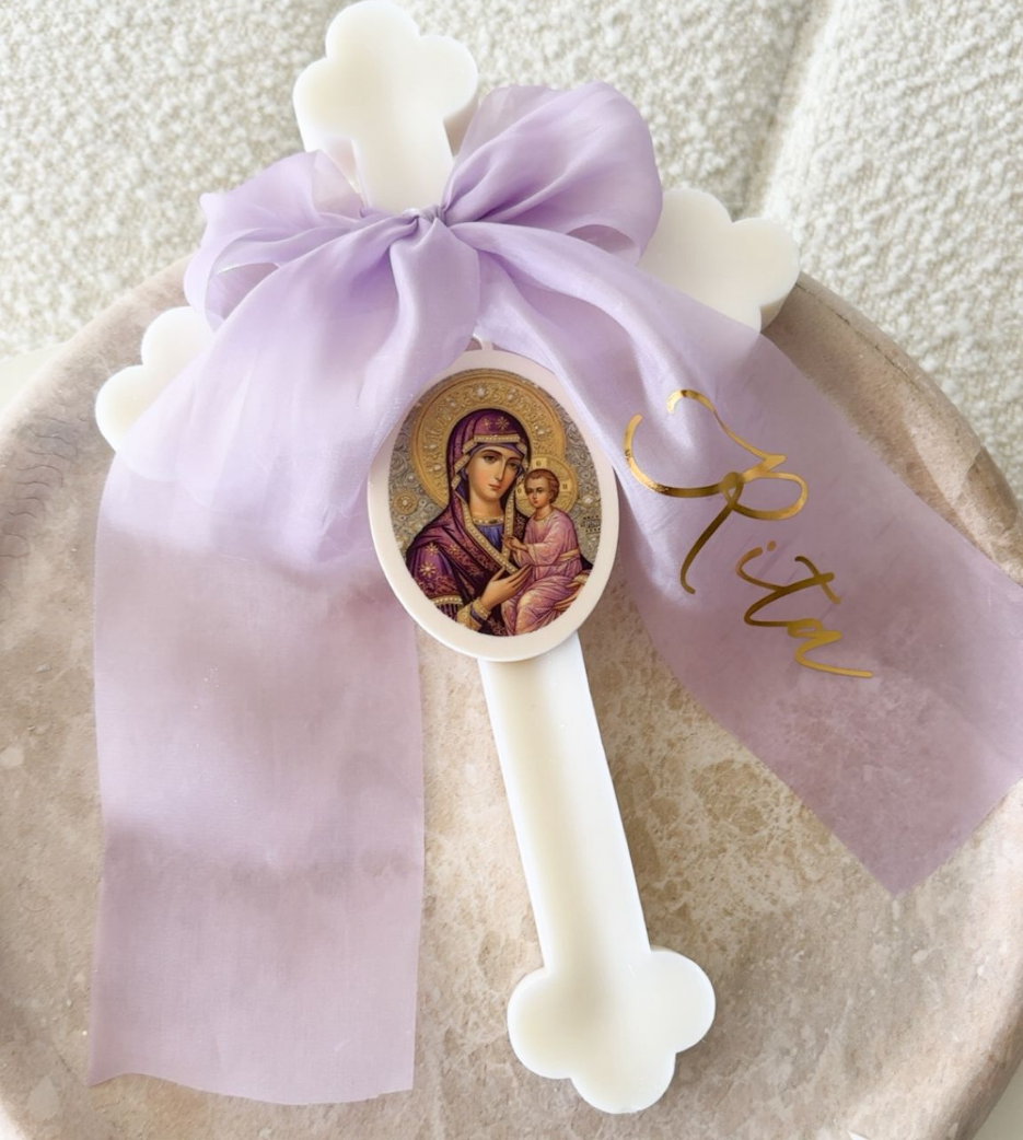 Orthodox Candle with Chiffon Bow