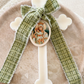 Ivory Orthodox Cross Candle with Tweed Bow
